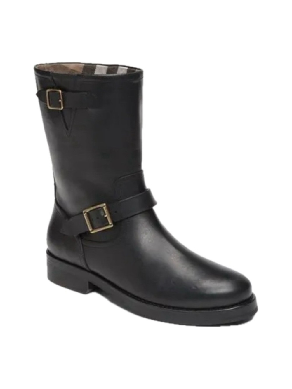 Burberry Wingfield black leather moto combat boots 38 7.5